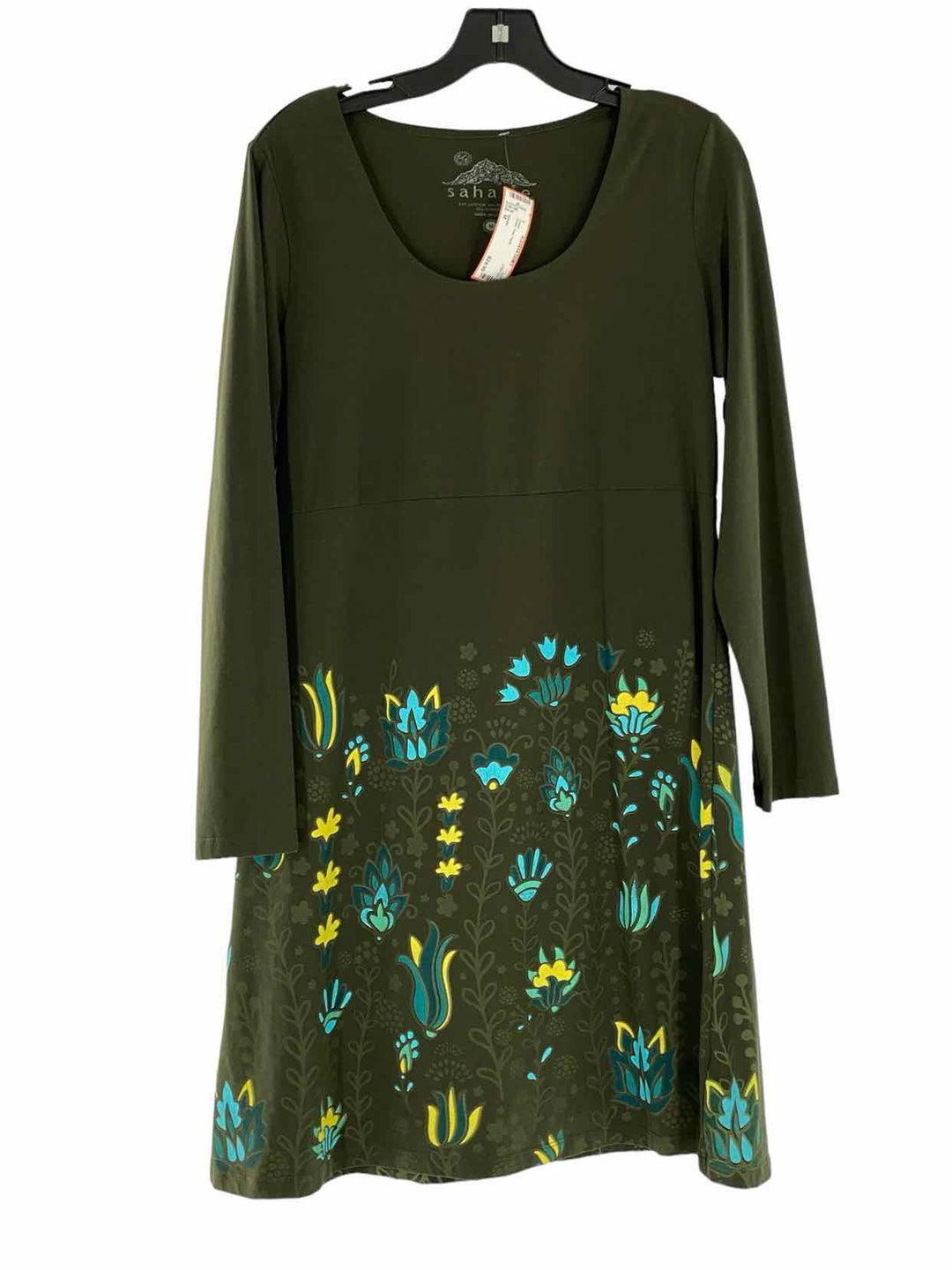 Sahalie Size M Green Teal Floral Dress