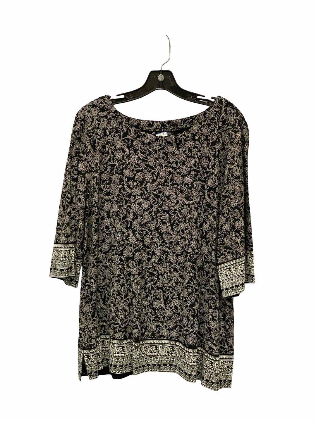 J Jill Size L Black Brown Floral Long Sleeve Shirts