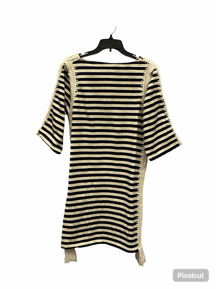 PEPIN Size L Navy White Stripe Dress