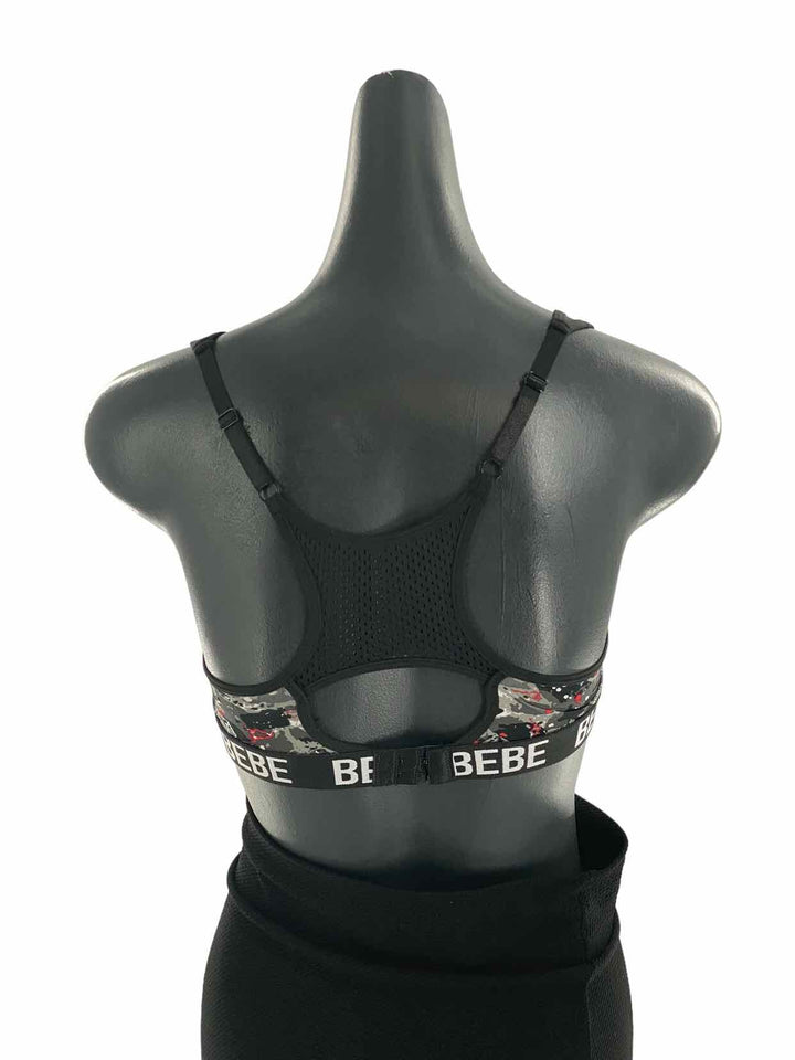 Bebe Size S Black Gray Print Athletic Bra