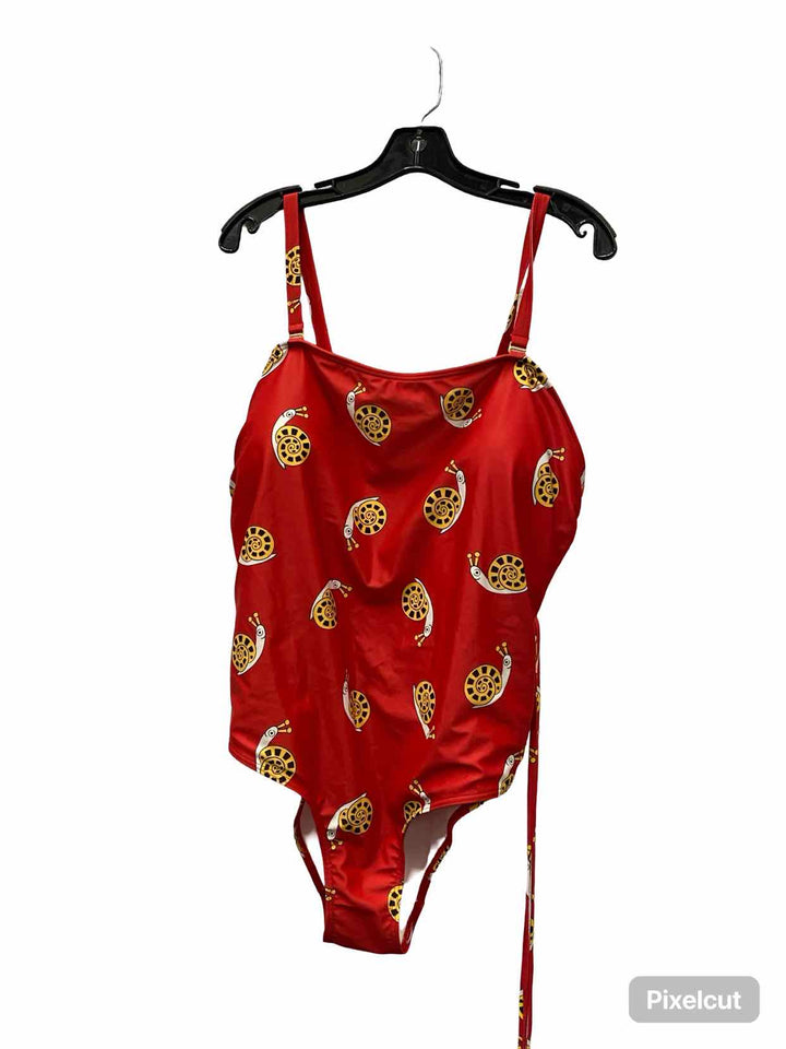 Mod Cloth Size 2X Red snail Swimsuit