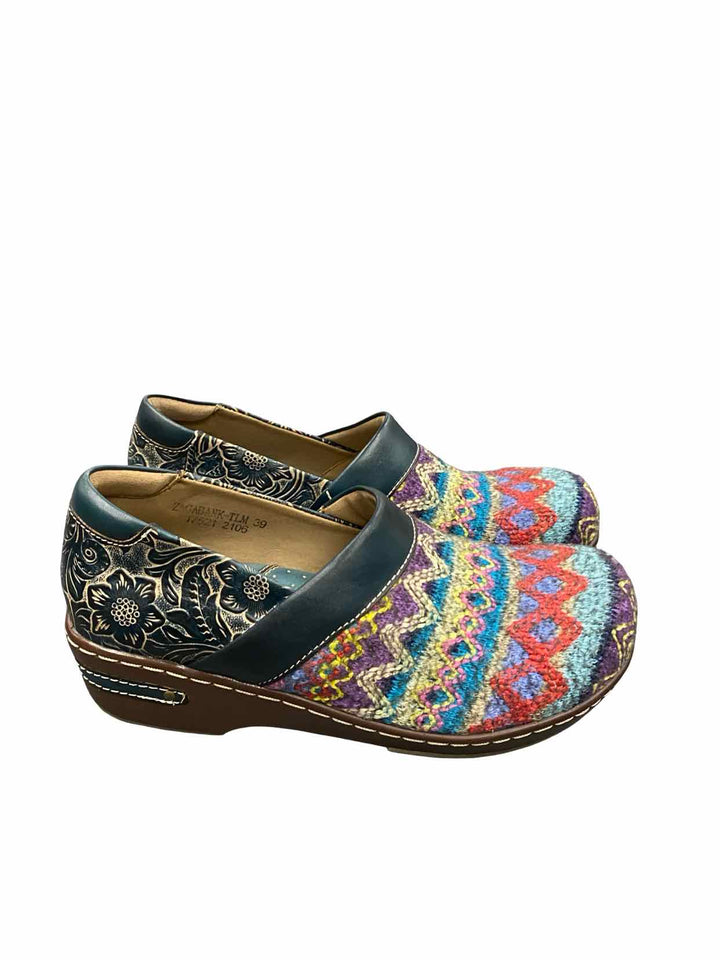 L'Artiste Shoe Size 39 Multi-Color Leather Floral Zagabank Clogs