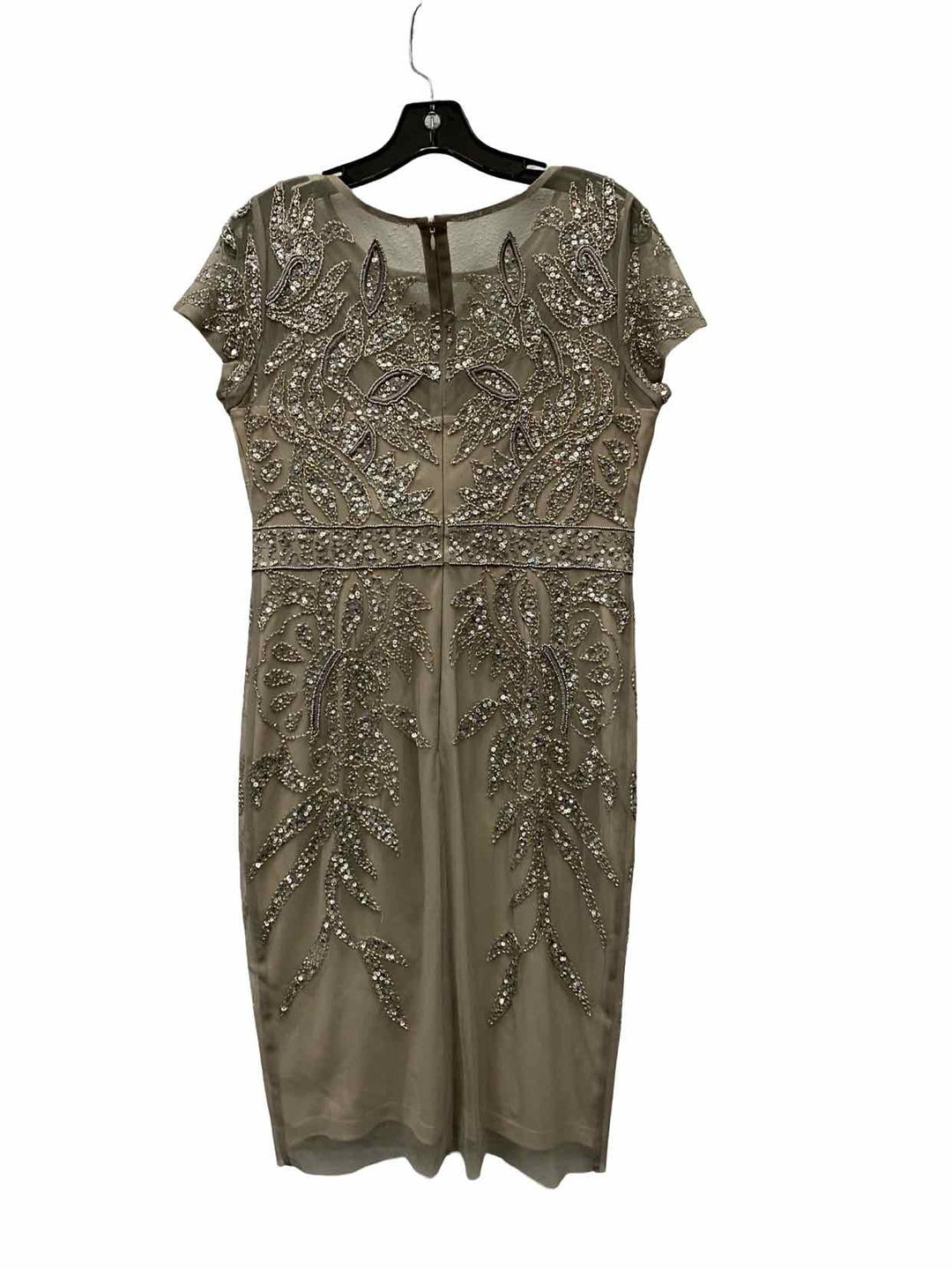 Adriana Papell Size 10 Grey Beaded Dress