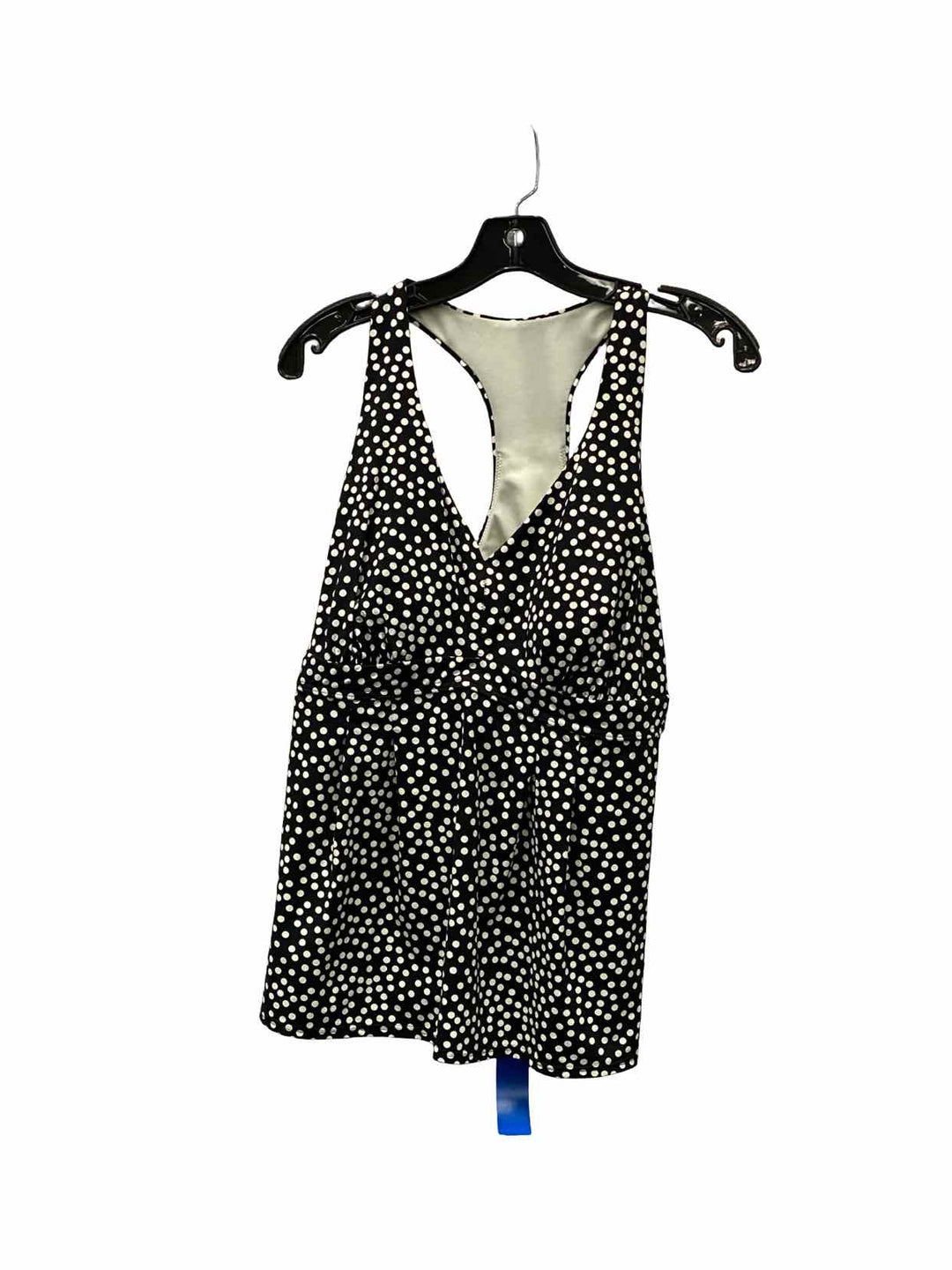 Lands End Size L/XL Black White Polka Dot Swimsuit