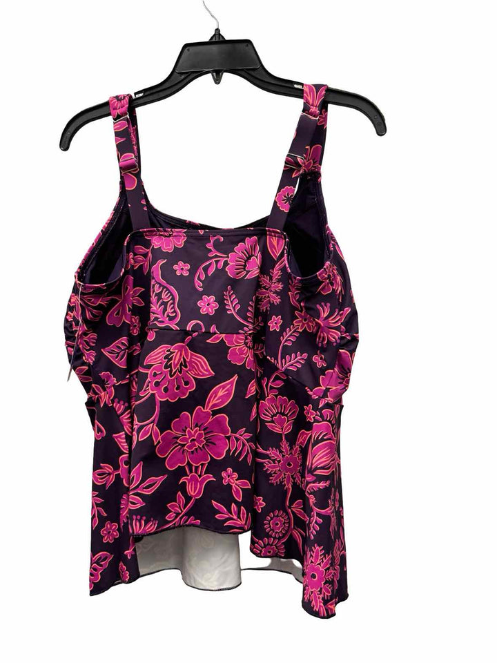 Lands End Size XL Pink Floral Swimsuit Top