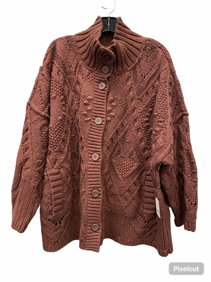 Free People Size S Brown 100% cotton Cardigan Sweater