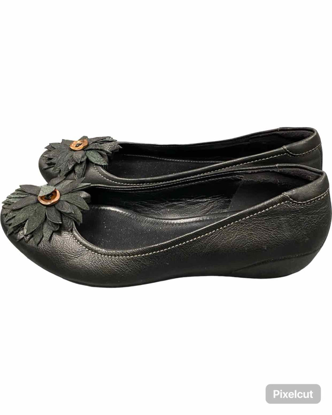 Ecco Shoe Size 40 Black Leather Mary Comfort Cushioned Flats