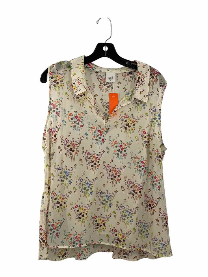 Cabi Size L Ivory Floral Tank Top