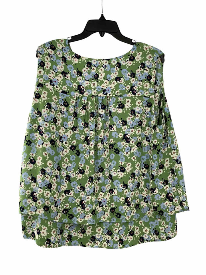 Zac & Rachel Size 1X Green White Floral Tank Top