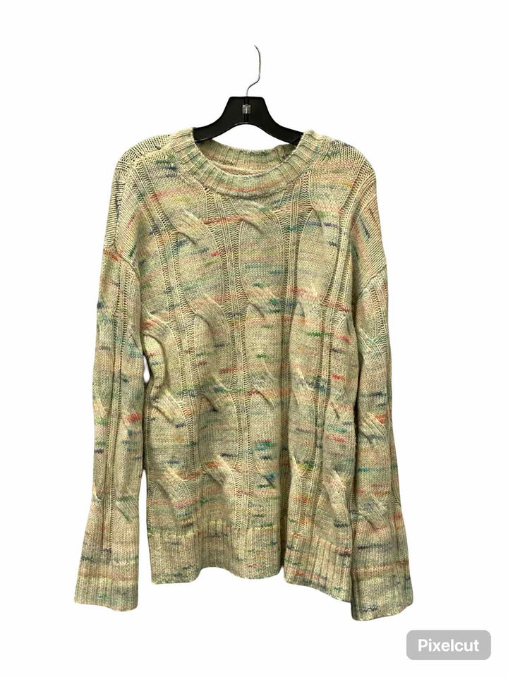American Eagle Size S Cream Multi Cable Knit Sweater