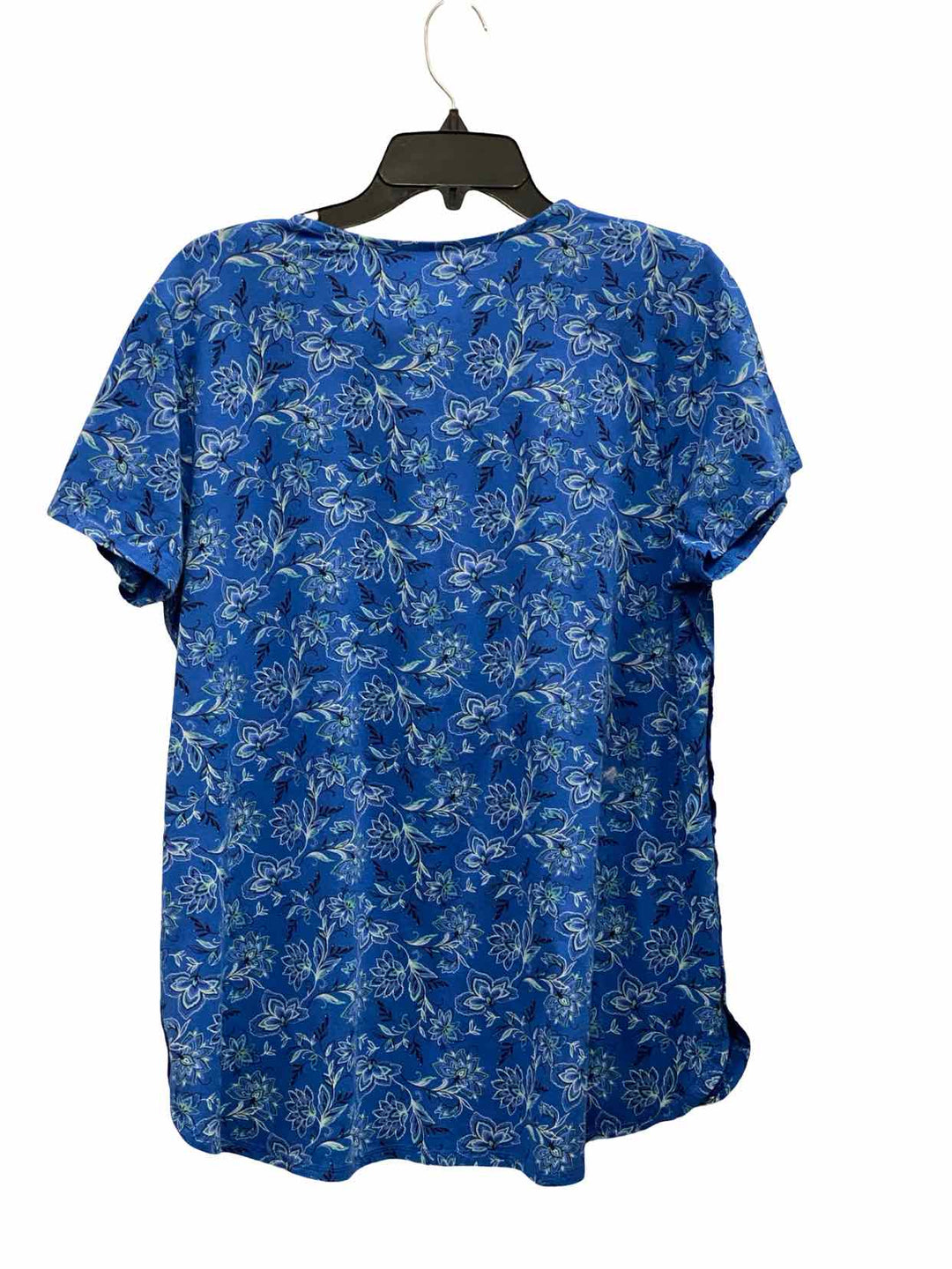J Jill Size L Blue Floral Shirttail T-shirt
