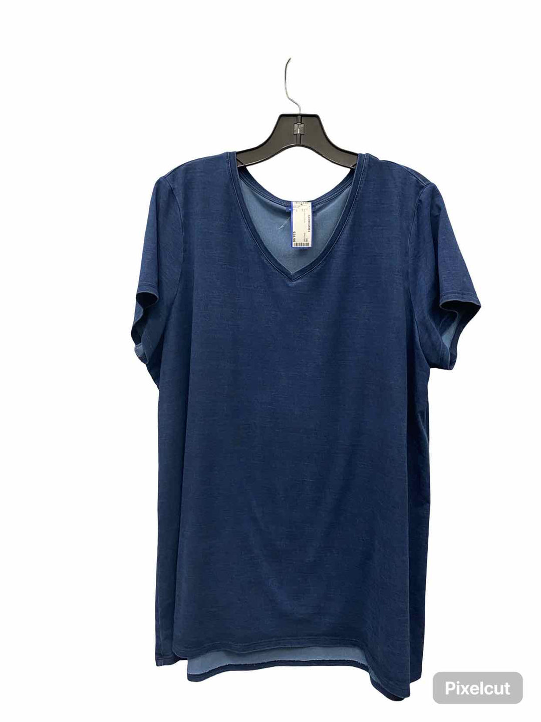 J Jill Size L Blue Short Sleeve Shirts