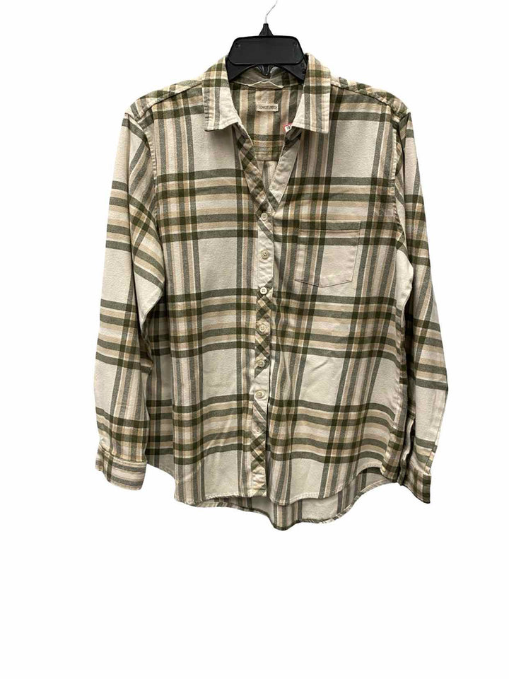 Weather Proof Vintage Size L Green Cream Plaid Long Sleeve Shirts