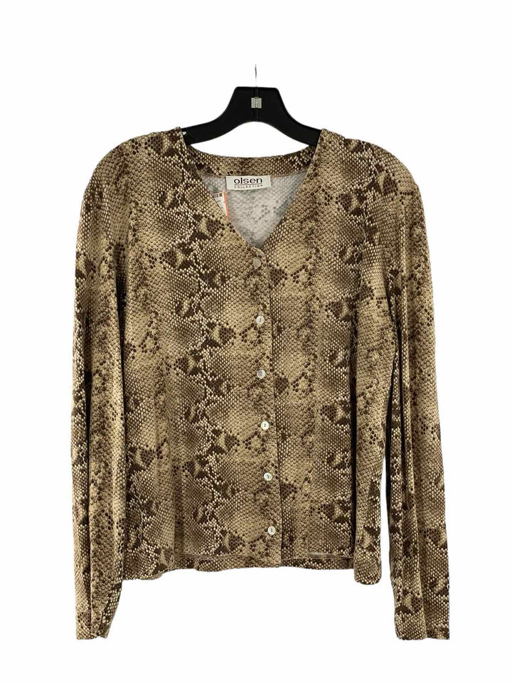 Olsen Size M Brown Animal Long Sleeve Shirts