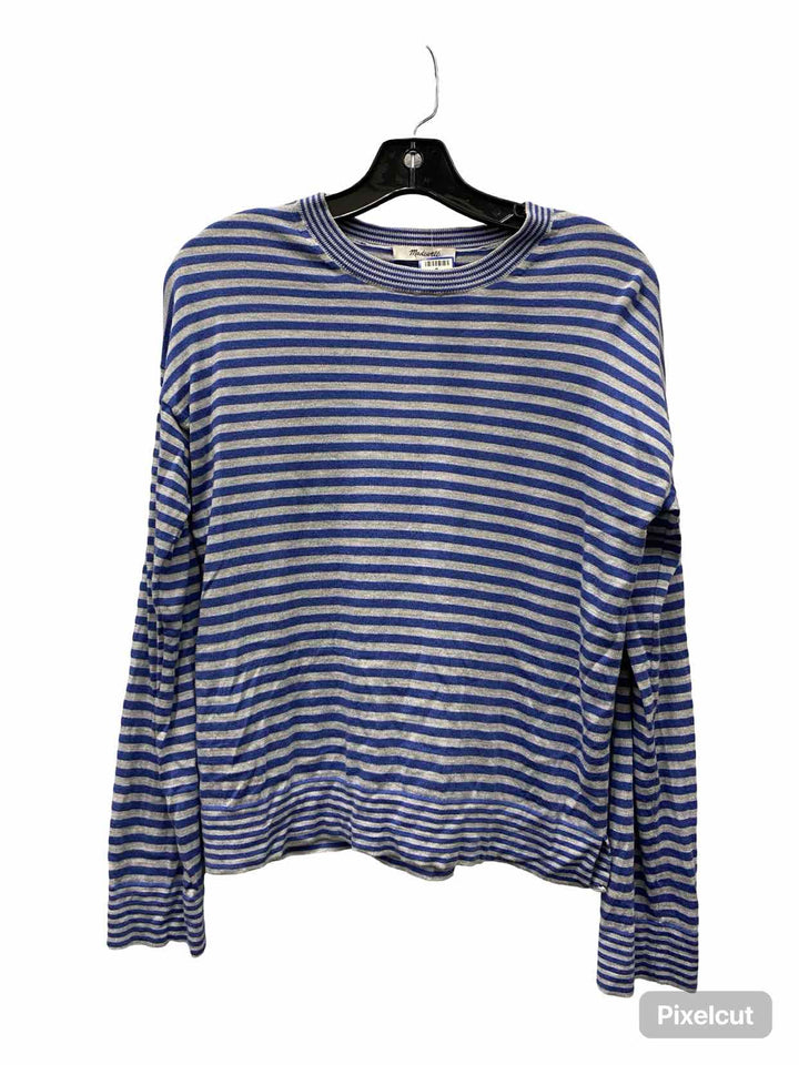 MadeWell Size XS Blue Gray Stripe Sweater