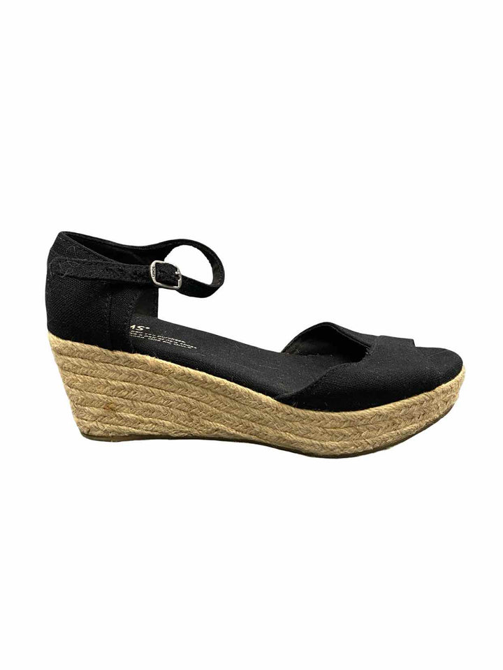 Toms Shoe Size 6.5 Black Espadrilles Wedge Sandals