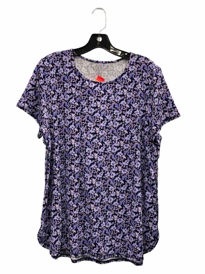 J Jill Size L Purple Floral Shirttail T-shirt