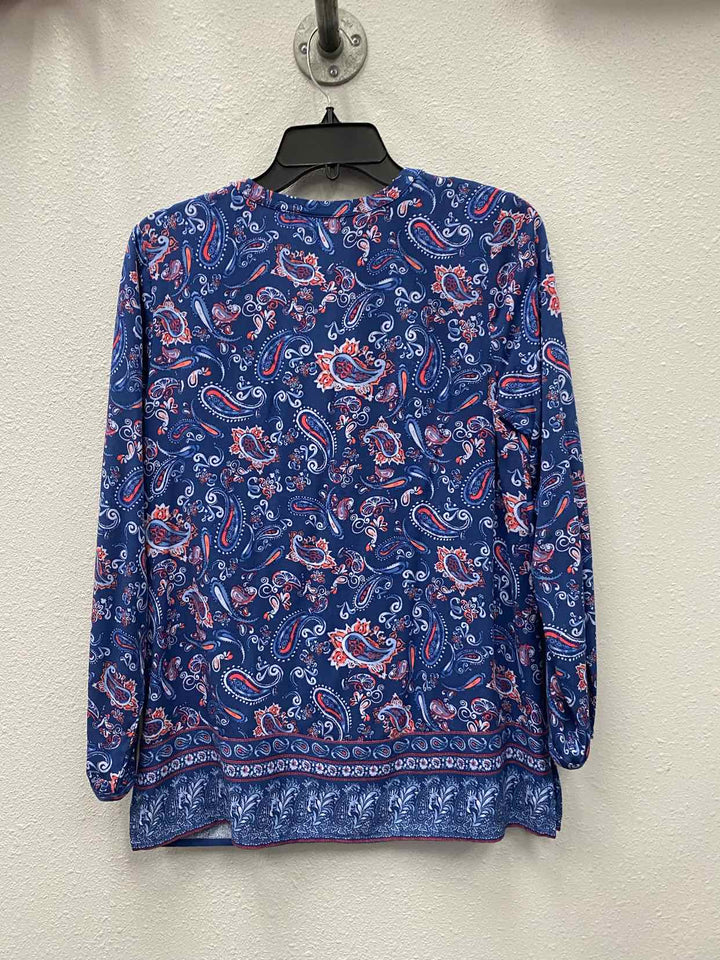 J Jill Size XS Blue Print Long Sleeve Shirts