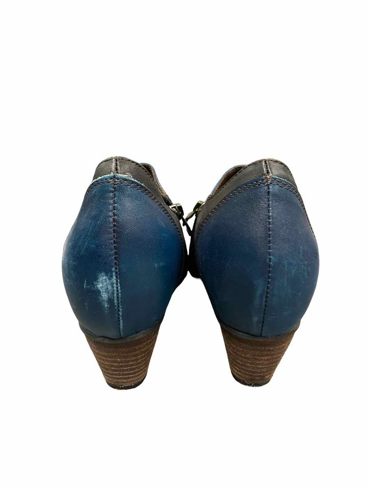 L'Artiste Shoe Size 40 Blue Black Leather Greentea Boots(Ankle)