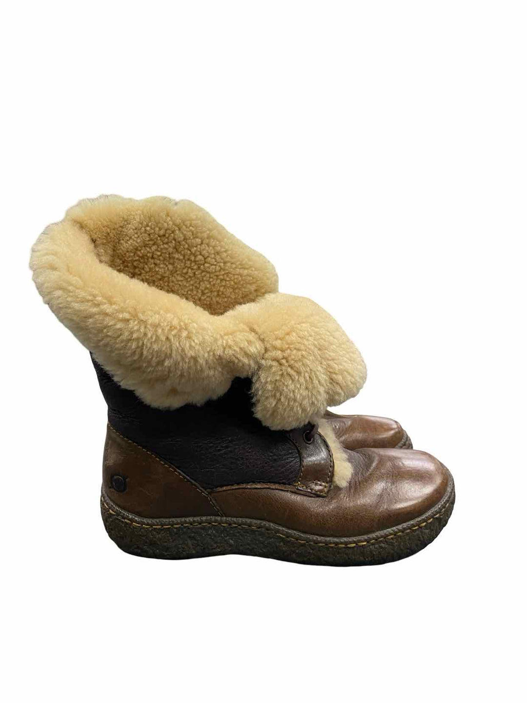 Born Shoe Size 6 Brown Leather Shearling Lining Boots(Ankle)