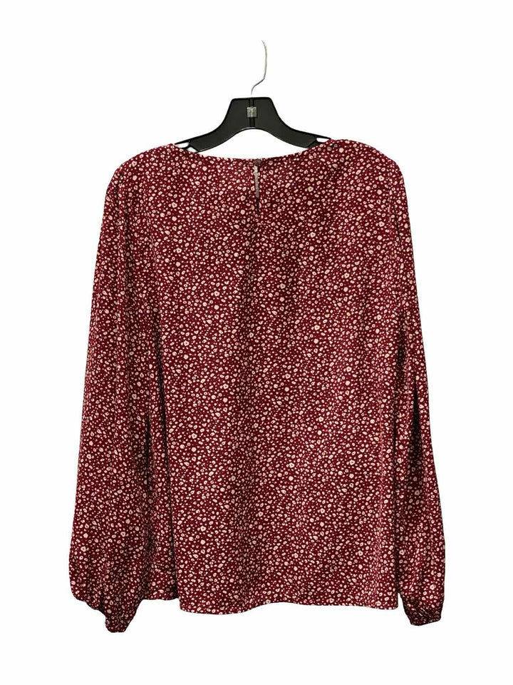 Oddy Size L Red Cream Print Long Sleeve Shirts