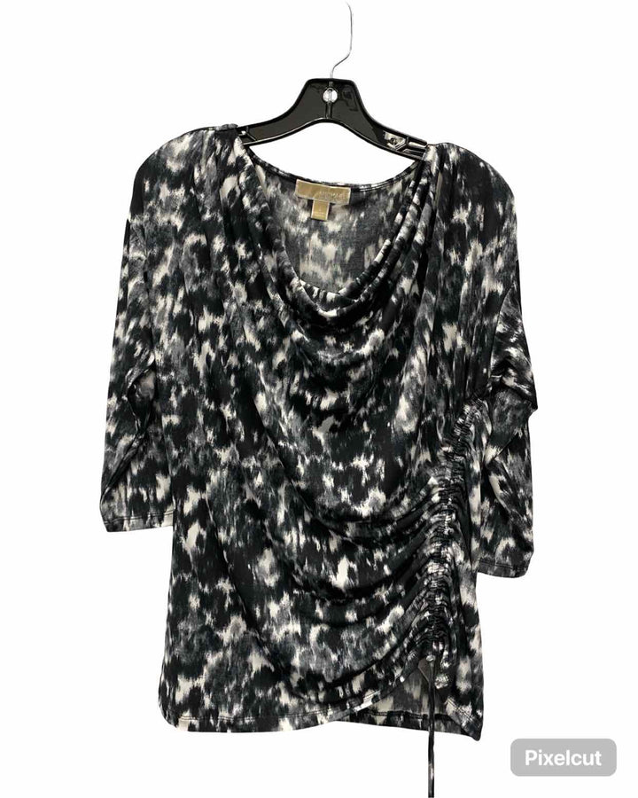 Michael Kors Size L Black White Print Short Sleeve Shirts