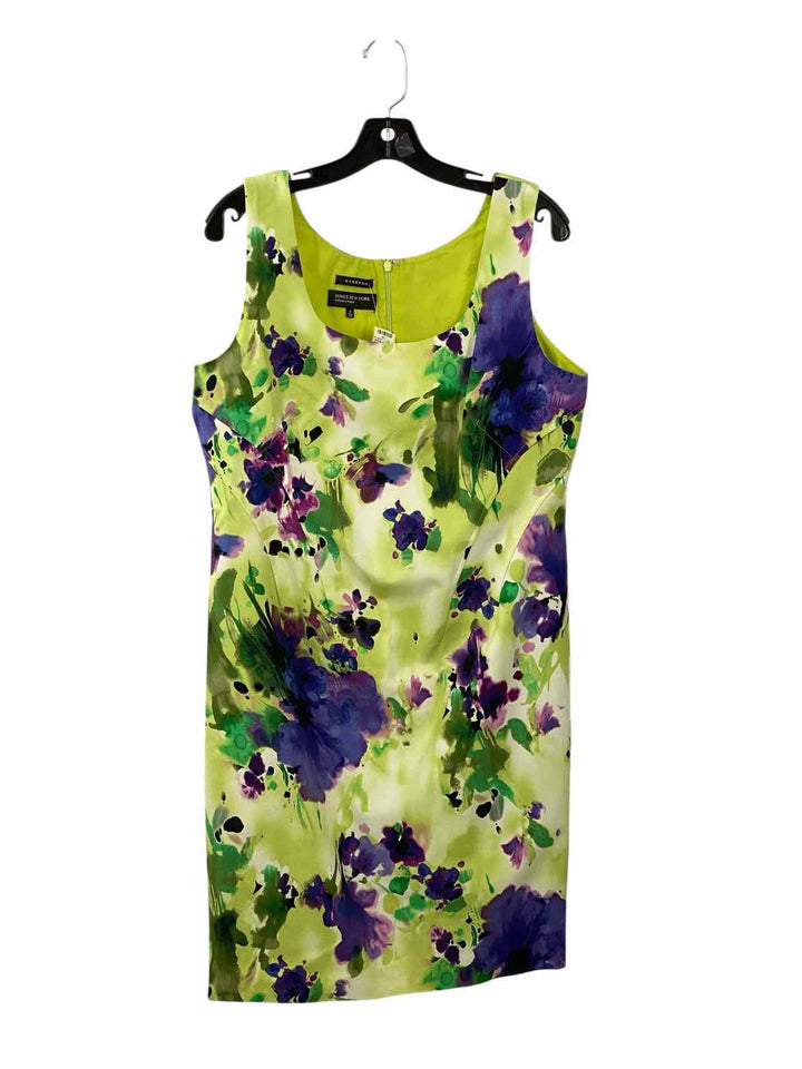 Jones New York Size 12 Green Purple Print Dress