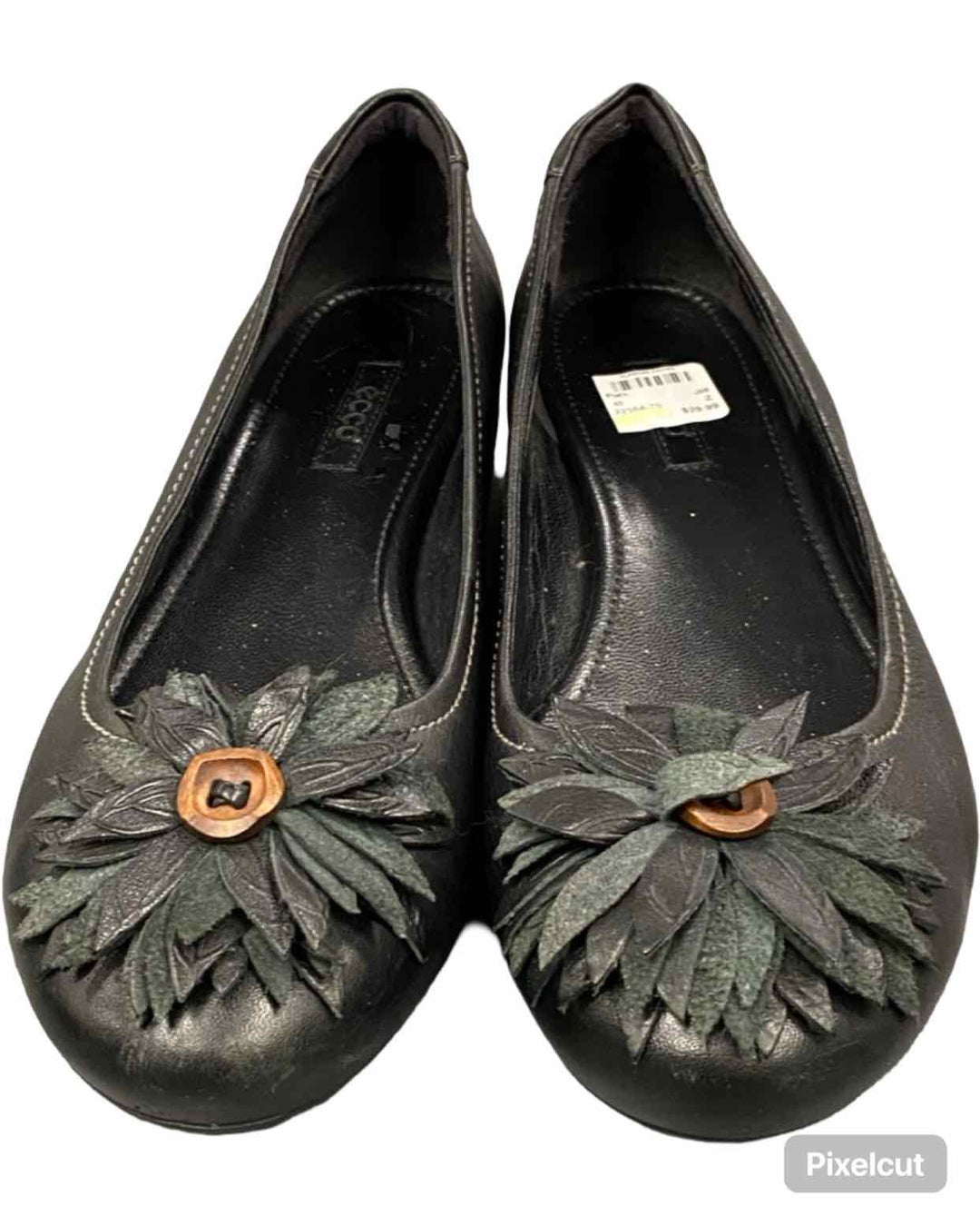 Ecco Shoe Size 40 Black Leather Mary Comfort Cushioned Flats
