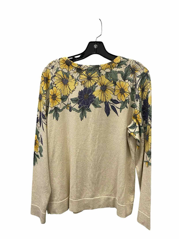 Charter Club Size XL Beige Yellow Floral Sweater