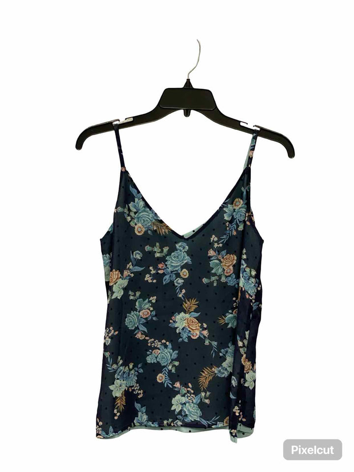 White House Black Market Size M Navy Floral Tank Top