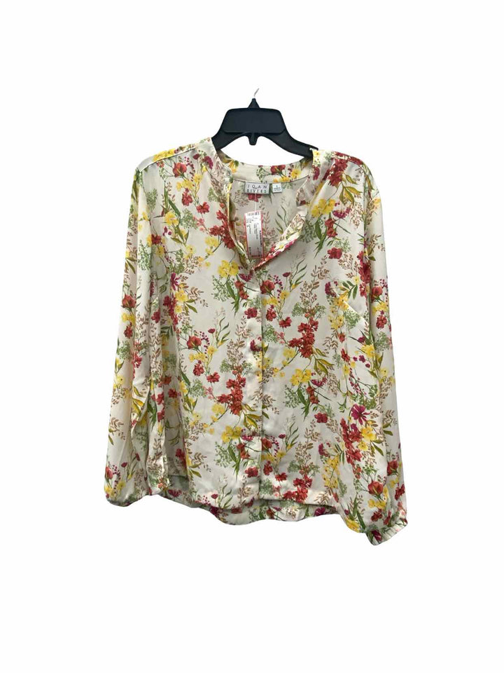 Joan Rivers Size S Yellow Floral Long Sleeve Shirts