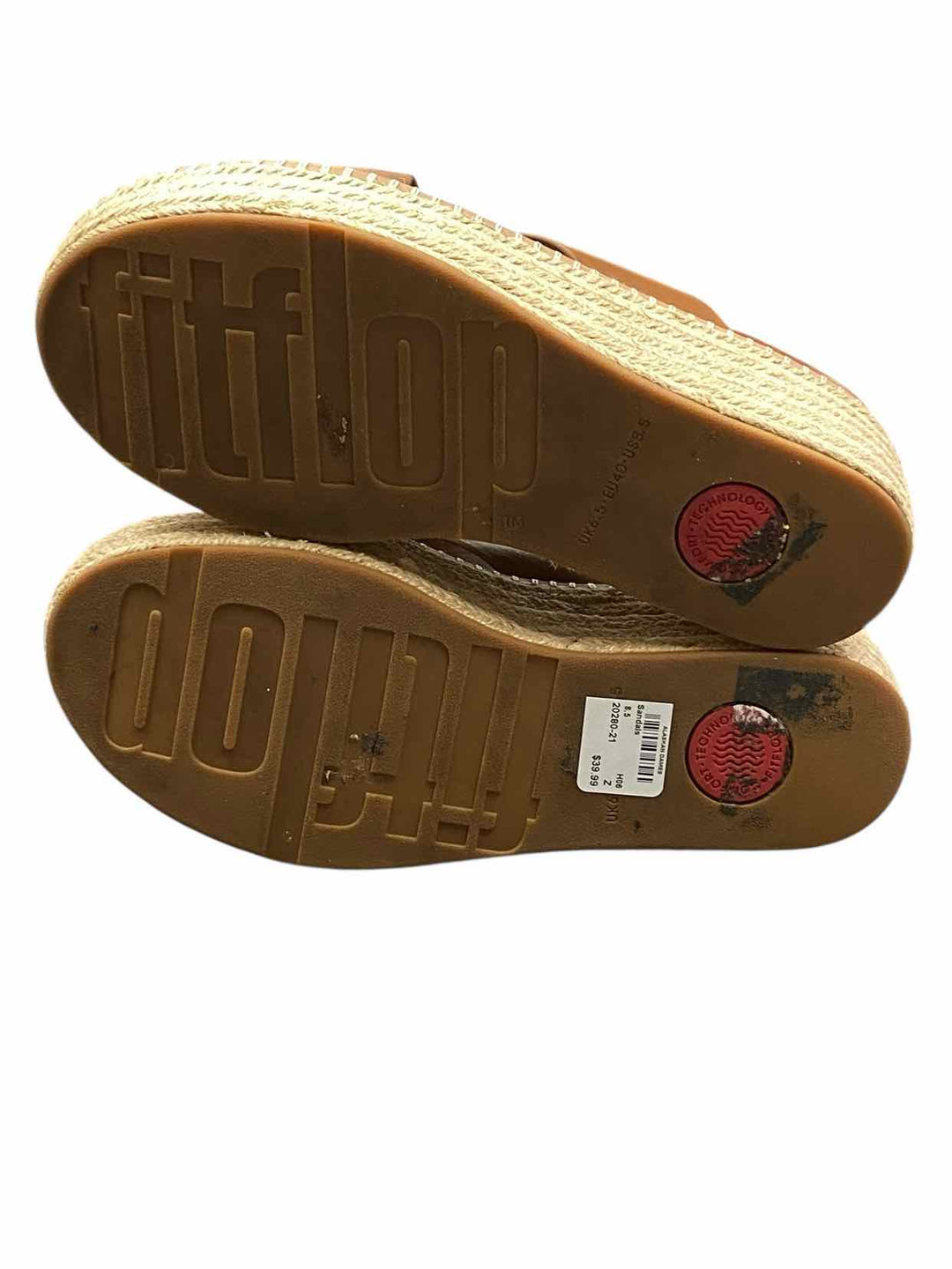 Fitflop Shoe Size 8.5 Brown Leather F-Mode Espadrille Sandals