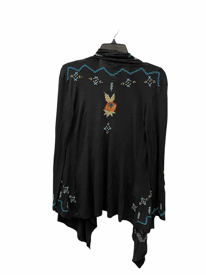 CAITE Size XS Black Embroidered Long Sleeve Shirts