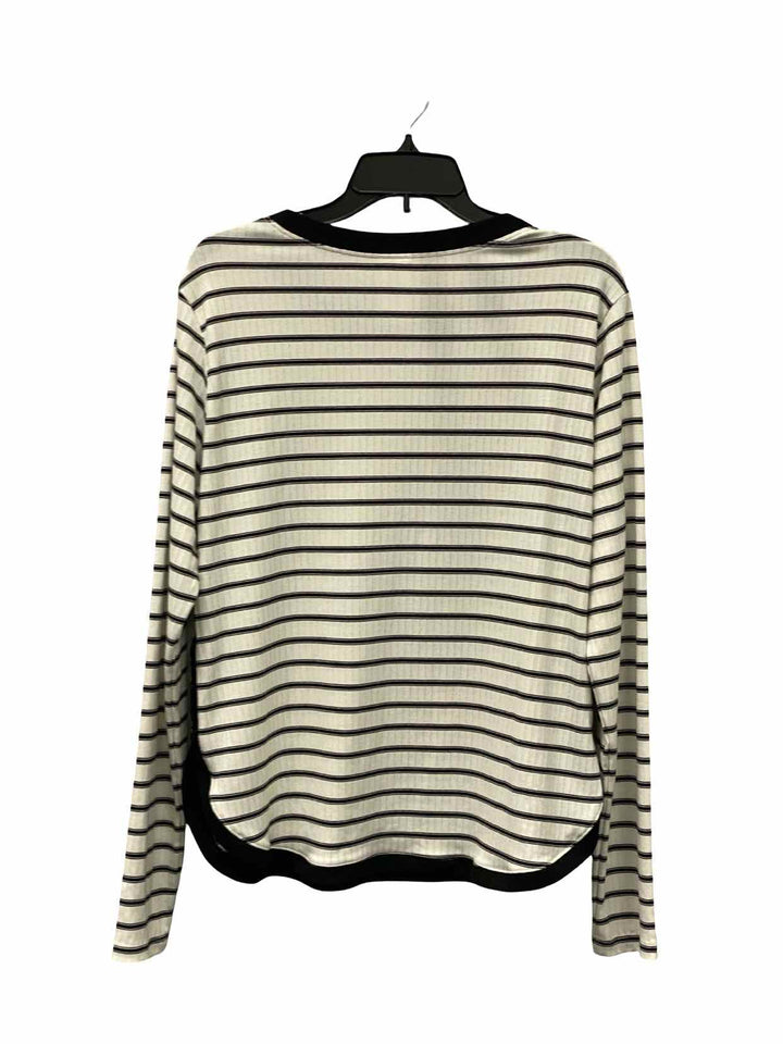 Cabi Size M White Black Striped Long Sleeve Shirts