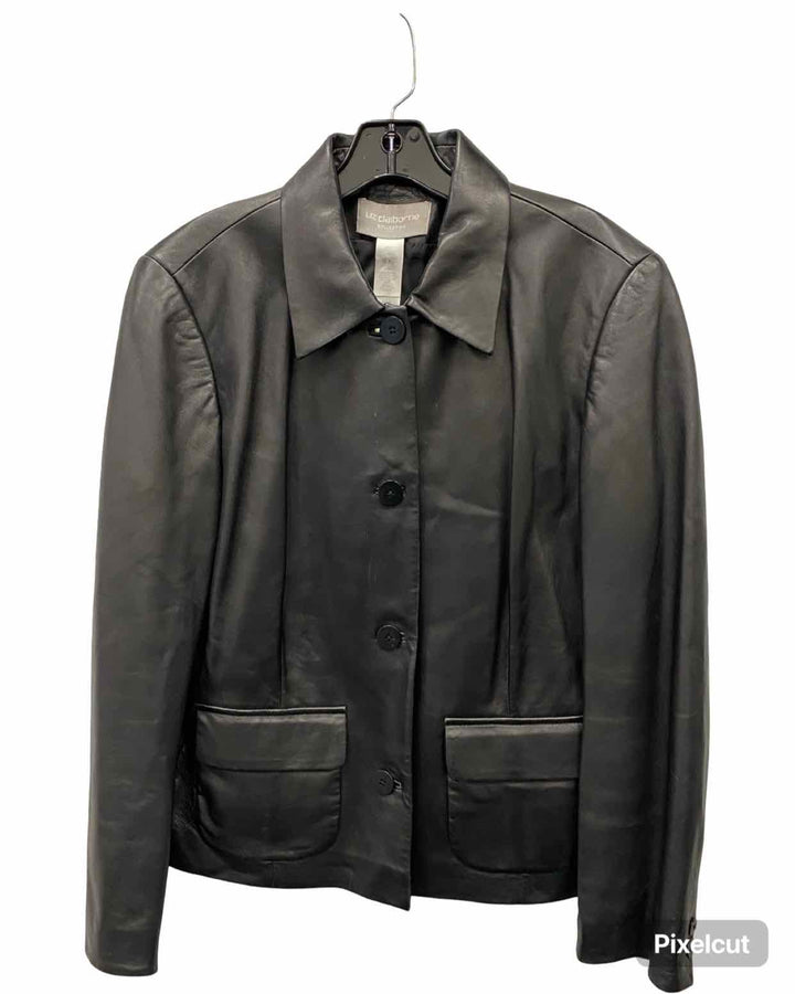 Liz Claiborne Size 12 Gray Leather Coat(short)