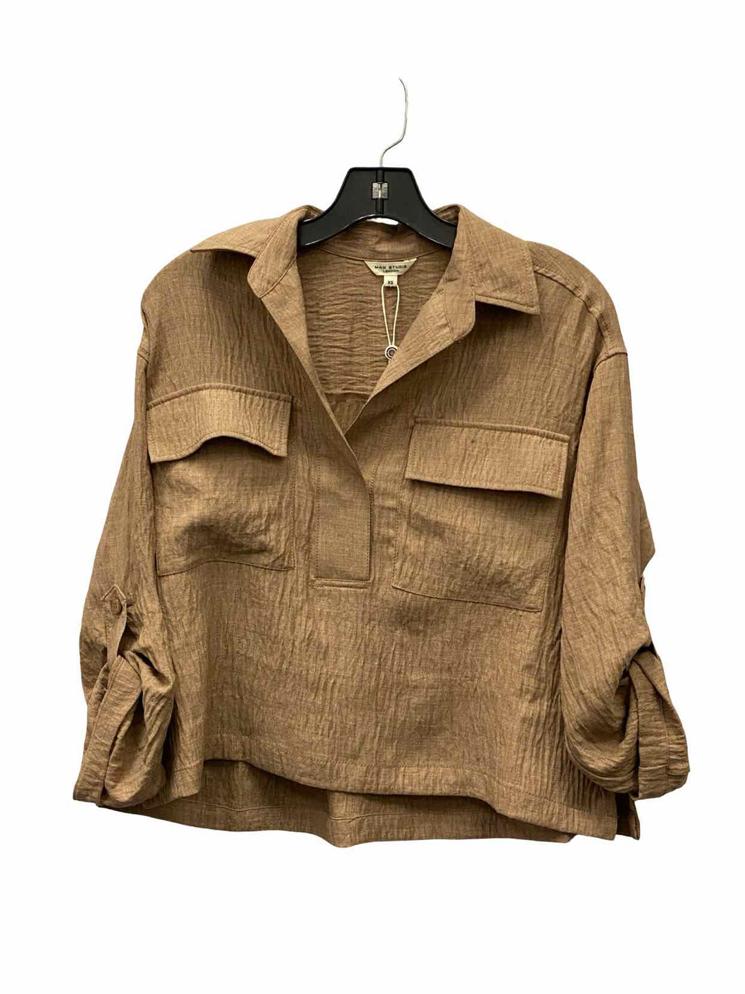 Max Studio Size XS Brown Long Sleeve Shirts