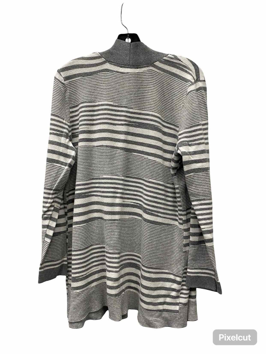 Charter Club Size L Gray White Striped Sweater