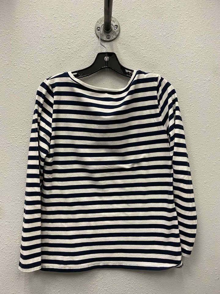 Ann Taylor Size M Blue White Striped Long Sleeve Shirts