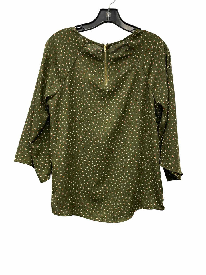 Paper Moon Size S Olive Green Floral Long Sleeve Shirts
