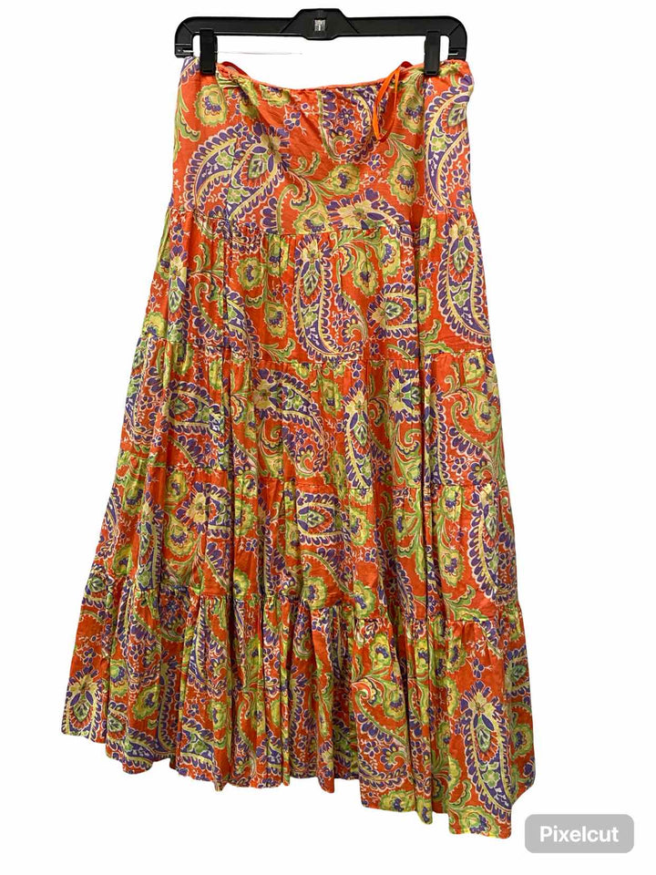 Lauren Ralph Lauren Size XS Orange Multi Print Skirt