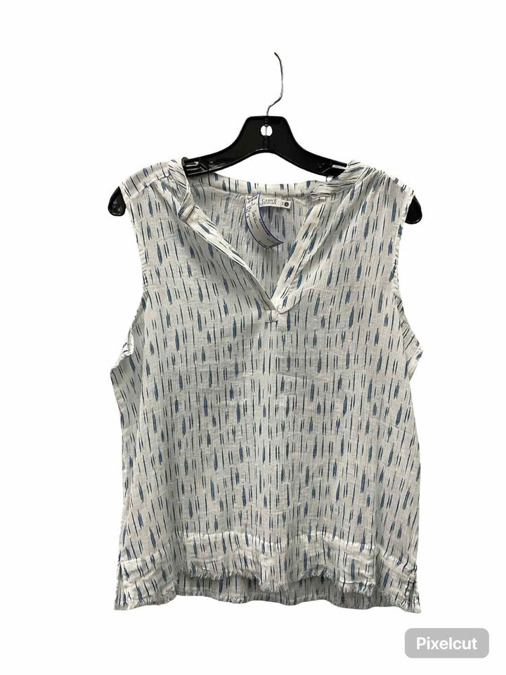 Carve Designs Size S White Black Print Tank Top