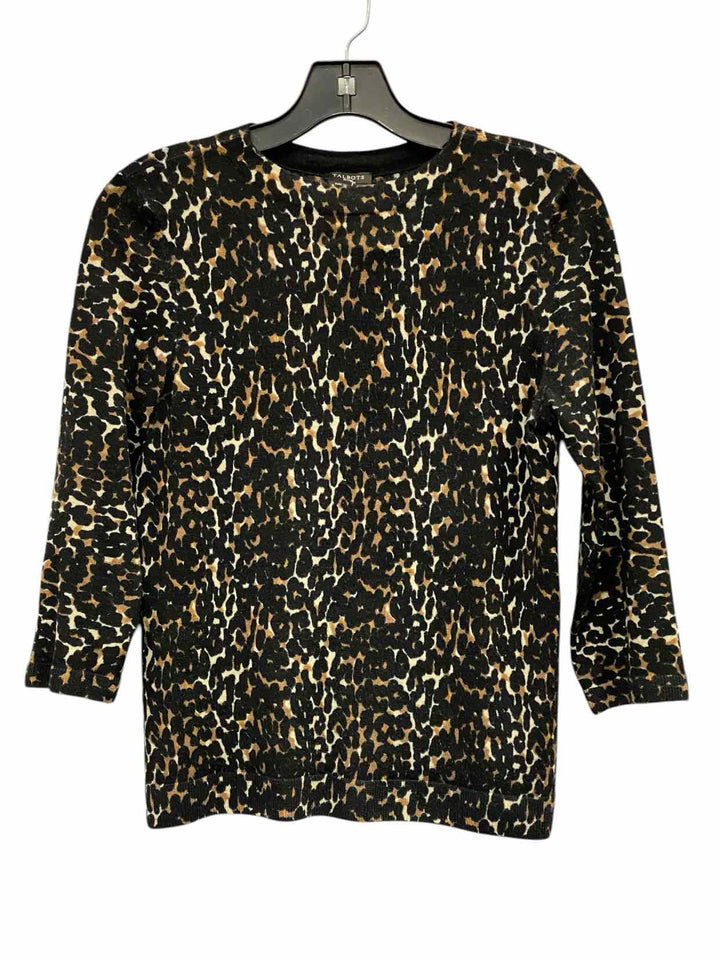 Talbots Size S Black Brown Animal Print Long Sleeve Shirts