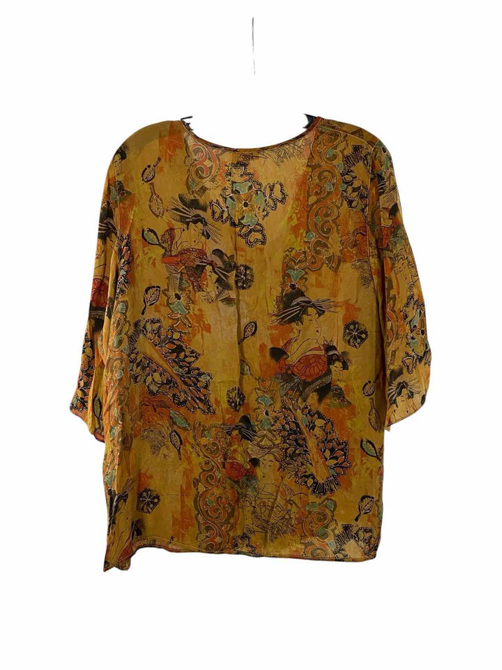 Tianello Size L Brown Floral Long Sleeve Shirts