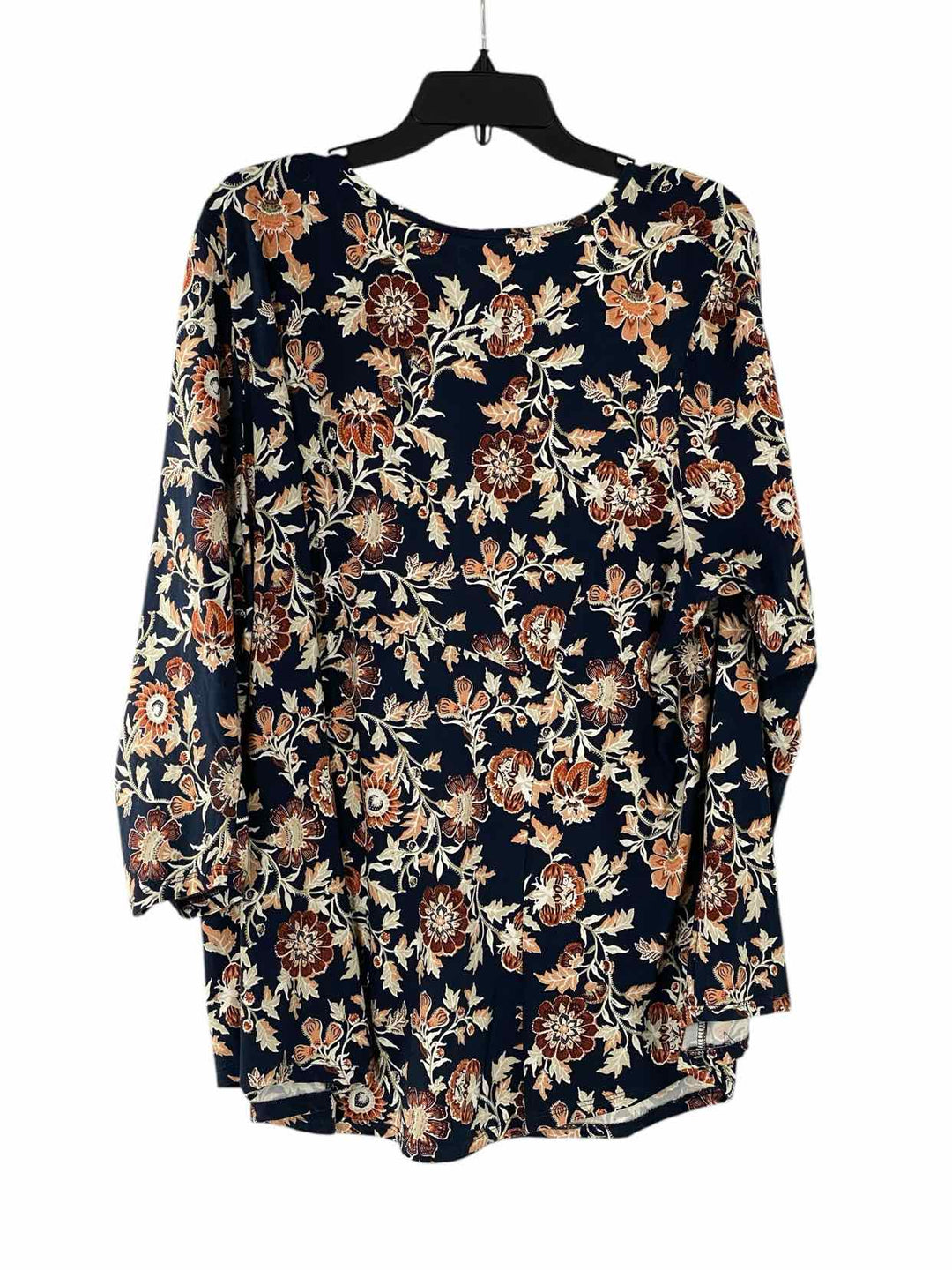 Studio B by Bobeau Size 3X Navy Multi Floral Long Sleeve Shirts