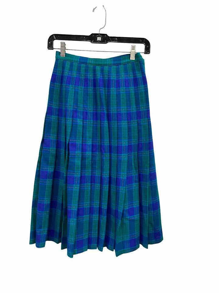 Pendleton Size 6 Blue Green Plaid 100% virgin wool Skirt