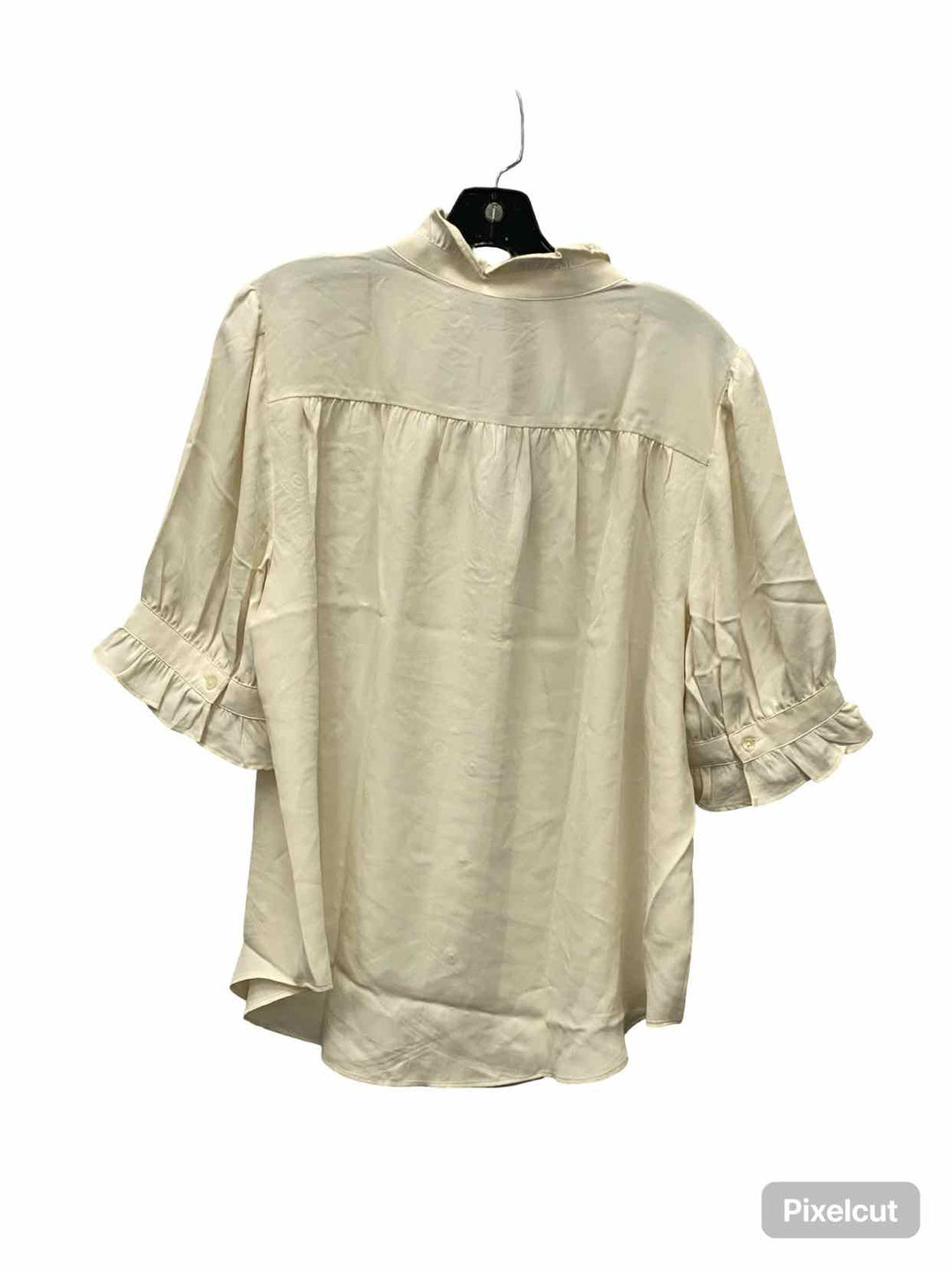 Ann Taylor Size L White Button Up Short Sleeve Shirts