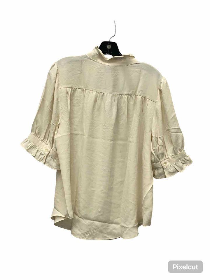 Ann Taylor Size L White Button Up Short Sleeve Shirts
