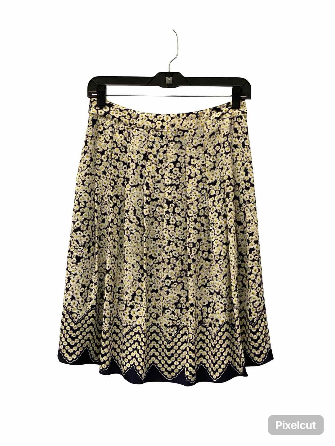 Talbots Size 2P White Black Floral Skirt