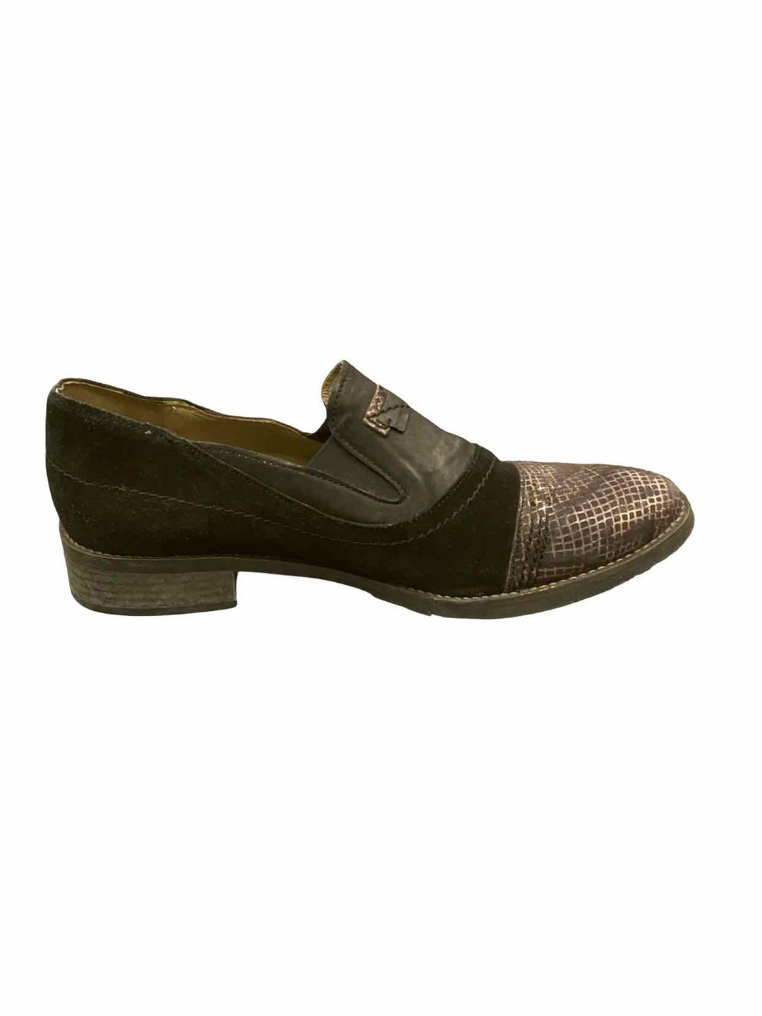 Casta Shoe Size 42 Black Snakeskin Print Suede Loafers
