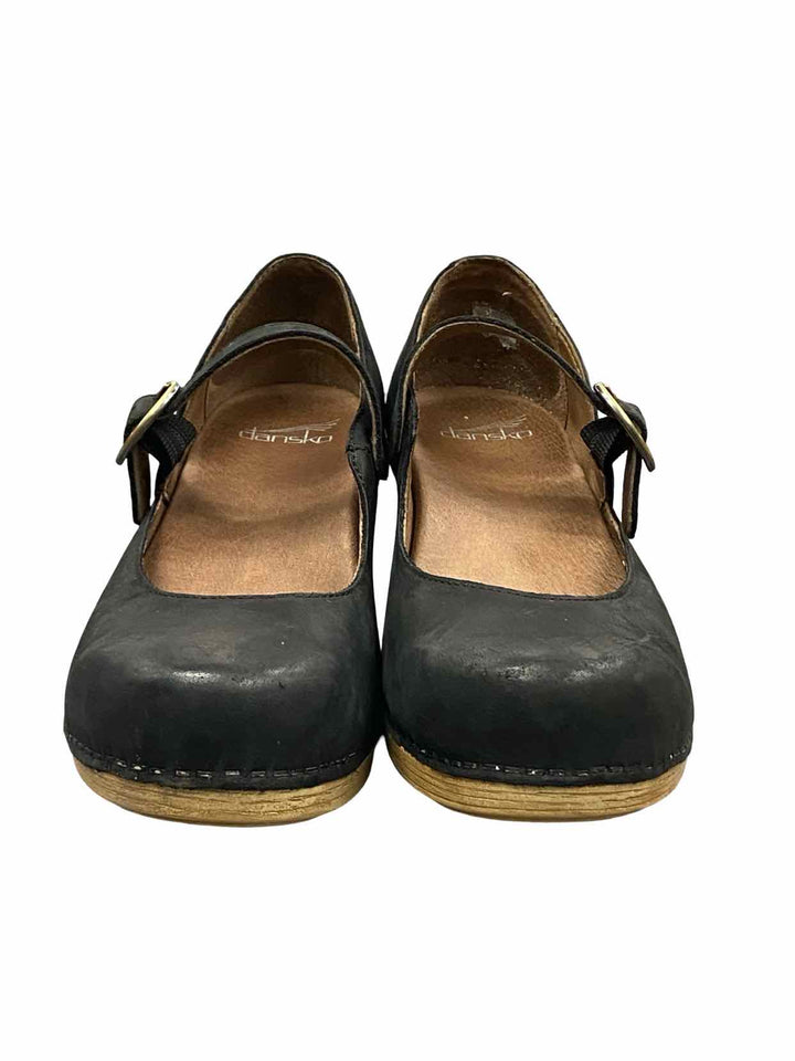 Dansko Shoe Size 38 Black Leather Clogs